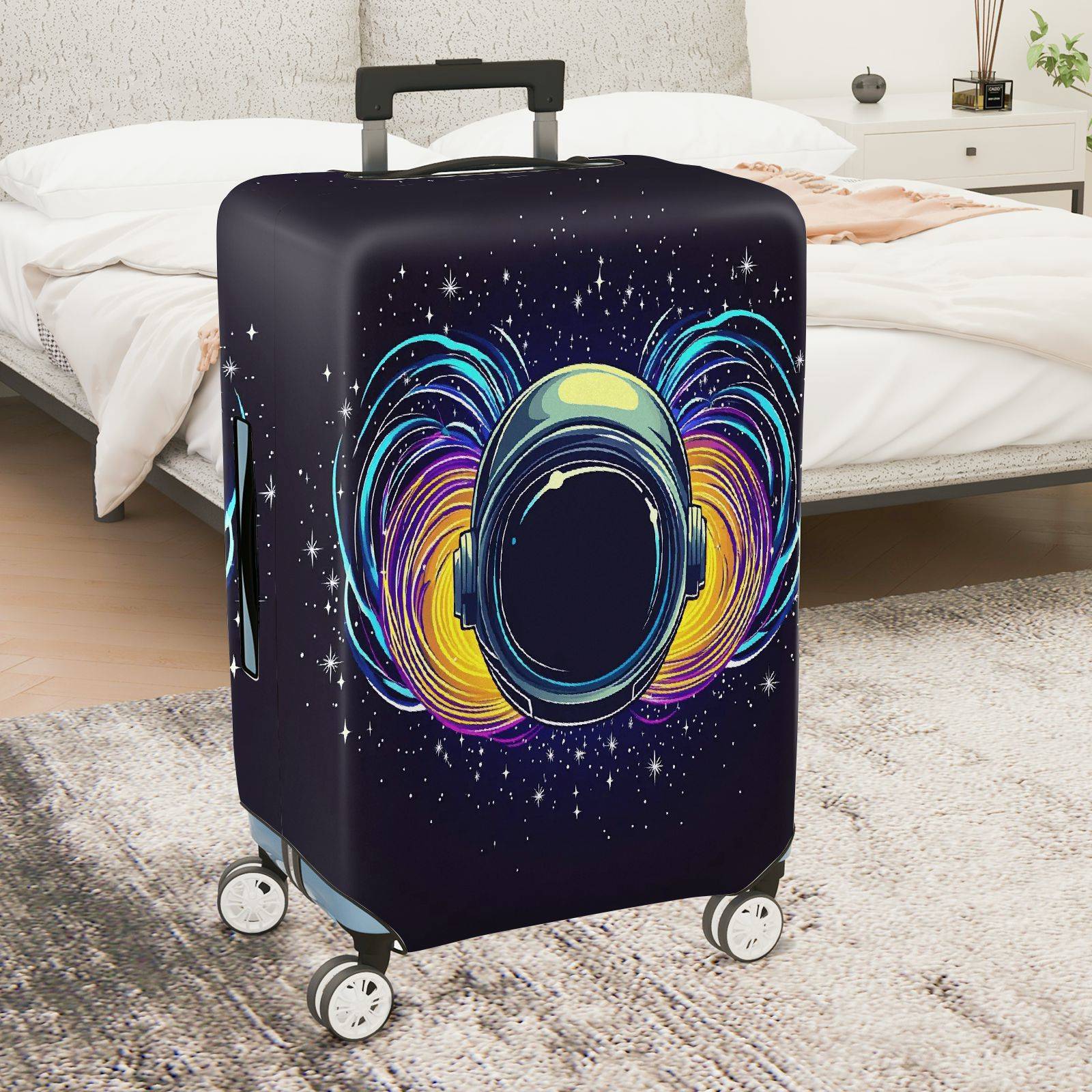 1-Piece Galaxy Astronaut Space Cosmic Colorful Starry  Suitcase Luggage Cover, Stretch Protective Sleeve