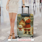 1-Piece Christmas Snowman Santa Reindeer Holiday  Suitcase Luggage Cover, Stretch Protective Sleeve