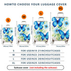 1-Piece Butterfly Floral Blue Leaves Daisy  Suitcase Luggage Cover, Stretch Protective Sleeve
