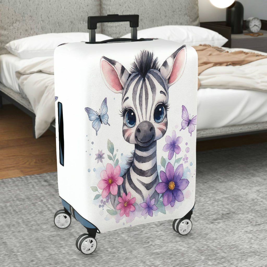 1-Piece Cute Zebra Butterfly Floral Art Print  Suitcase Luggage Cover, Stretch Protective Sleeve