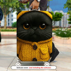 1-Piece Cute Cat Yellow Knitted Hoodie Animal Design  Suitcase Luggage Cover, Stretch Protective Sleeve