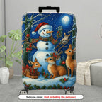 1-Piece Snowman Reindeer Winter Holiday Night Christmas  Suitcase Luggage Cover, Stretch Protective Sleeve