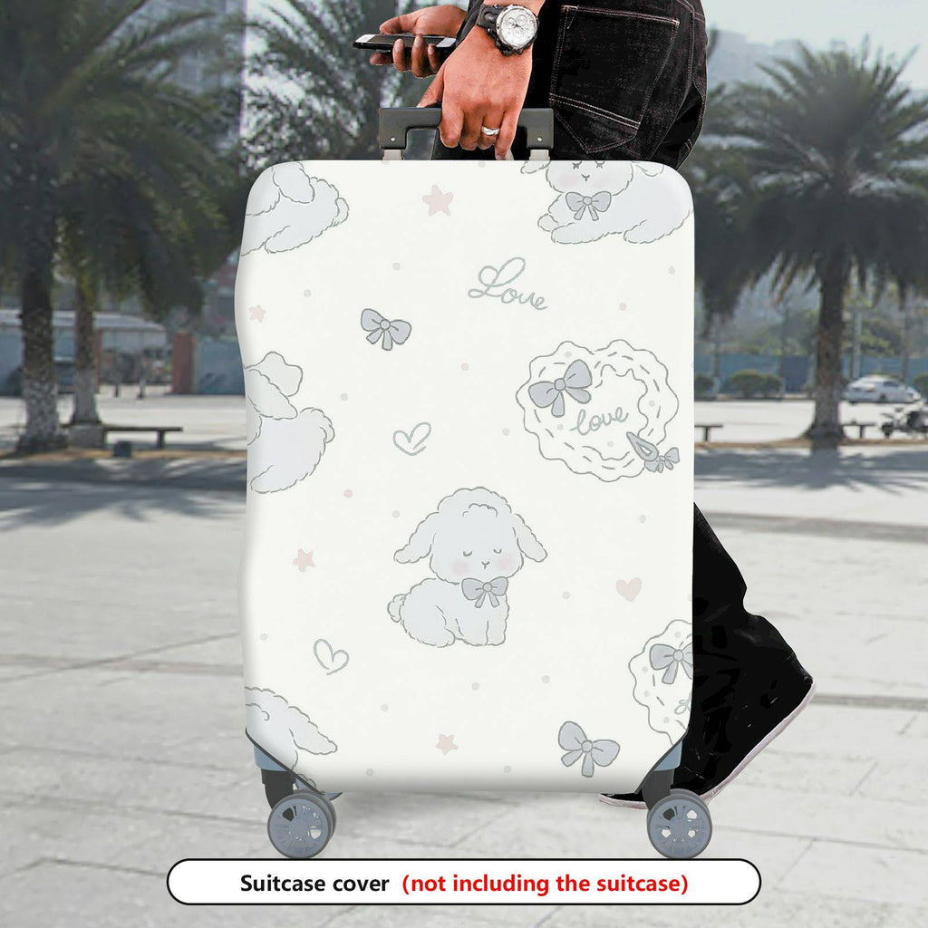 1-Piece Cute Pastel Sheep Bow Heart Star  Suitcase Luggage Cover, Stretch Protective Sleeve