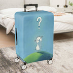 1-Piece Animal Question Mark Cute Adorable Blue  Suitcase Luggage Cover, Stretch Protective Sleeve