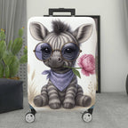 1-Piece Cute Animal Retro Glasses Flower Scarf Design Zebra  Suitcase Luggage Cover, Stretch Protective Sleeve