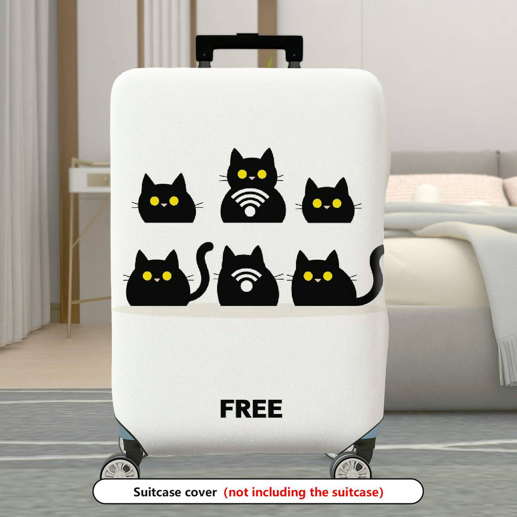 1-Piece Cute Cat Wi-Fi  Graphic Fun Stylish  Suitcase Luggage Cover, Stretch Protective Sleeve