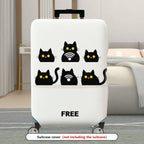 1-Piece Cute Cat Wi-Fi  Graphic Fun Stylish  Suitcase Luggage Cover, Stretch Protective Sleeve