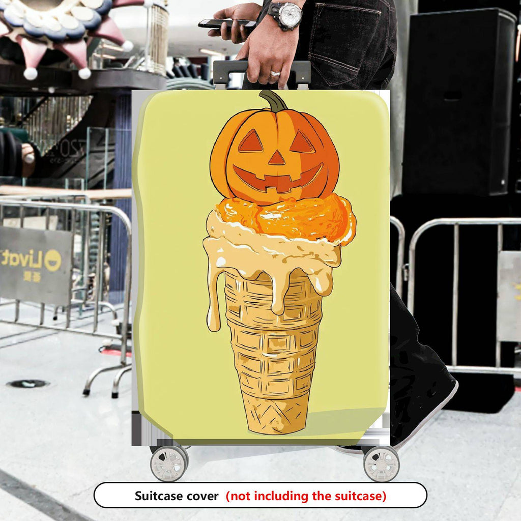 1-Piece Pumpkin Ice Cream Cone Halloween Holiday Decorative Travel  Suitcase Luggage Cover, Stretch Protective Sleeve