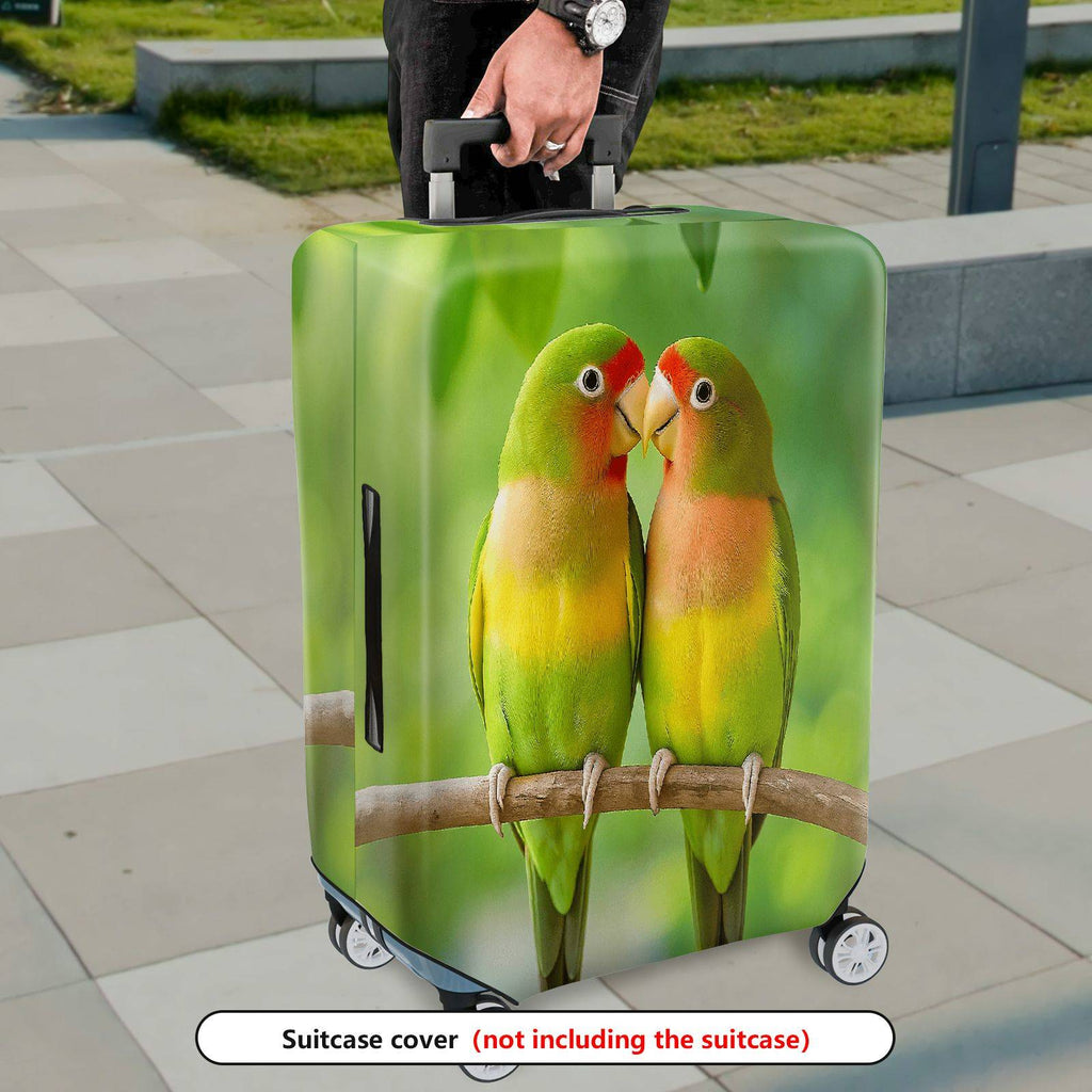 1-Piece Parrot Lovebirds Nature Green Cute Vibrant  Suitcase Luggage Cover, Stretch Protective Sleeve