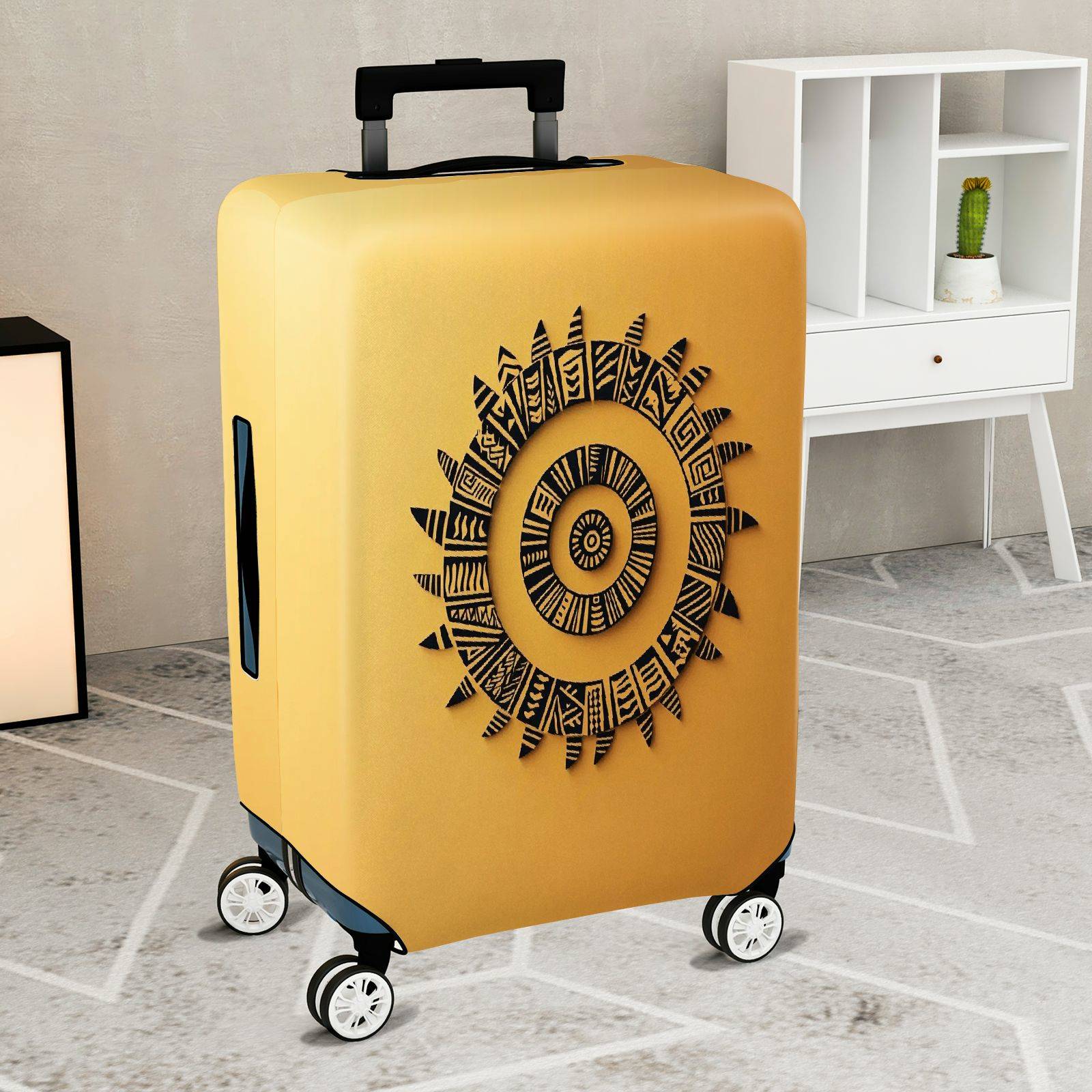 1-Piece Tribal Ethnic Geometric Sun Abstract  Suitcase Luggage Cover, Stretch Protective Sleeve
