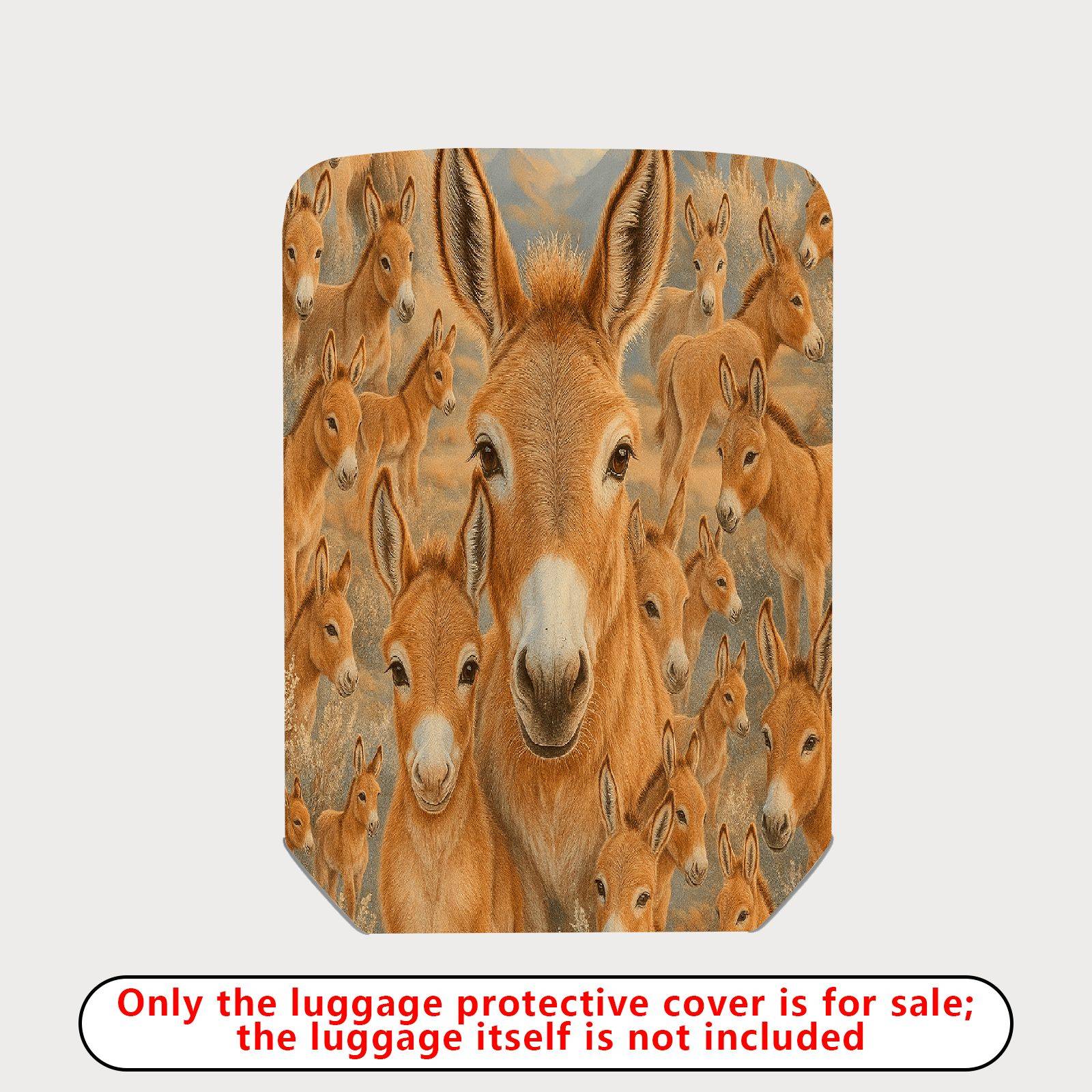 1-Piece Donkey Animal Nature Wilderness Art Cute  Suitcase Luggage Cover, Stretch Protective Sleeve
