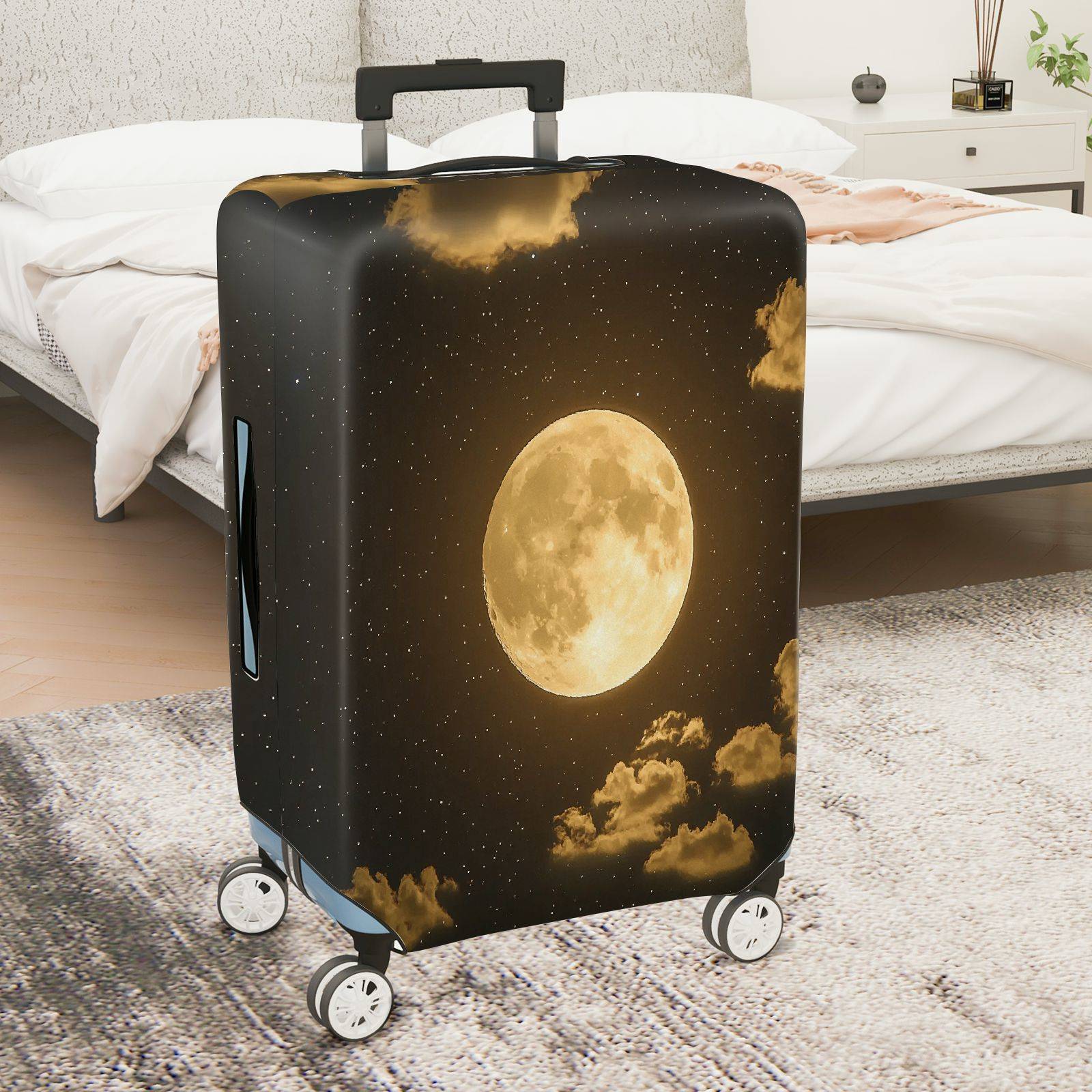 1-Piece Moon Starry Night Clouds Sky Cosmic Galactic  Suitcase Luggage Cover, Stretch Protective Sleeve