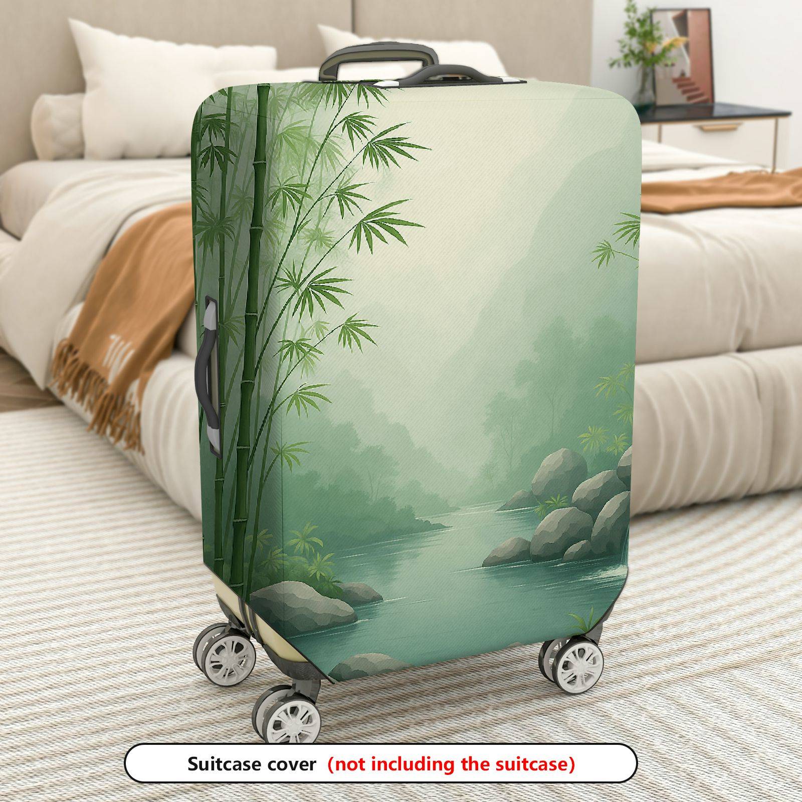 1-Piece Forest River Waterfall Nature Landscape Travel  Suitcase Luggage Cover, Stretch Protective Sleeve