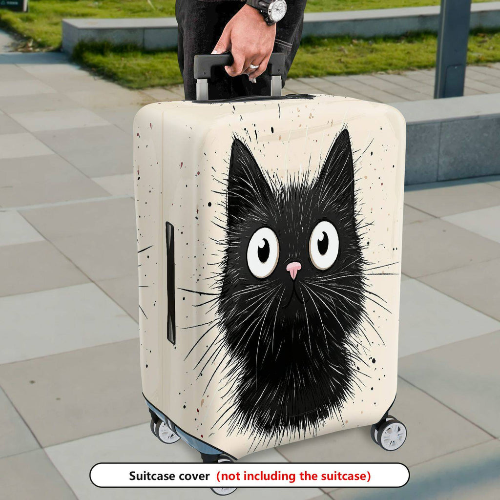 1-Piece Black Cat  Animal Cute Funny Stylish  Suitcase Luggage Cover, Stretch Protective Sleeve