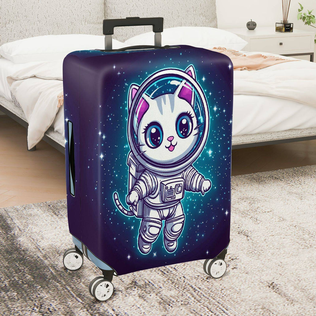 1-Piece Cosmic Kitty Astronaut Space Galaxy Stars  Suitcase Luggage Cover, Stretch Protective Sleeve