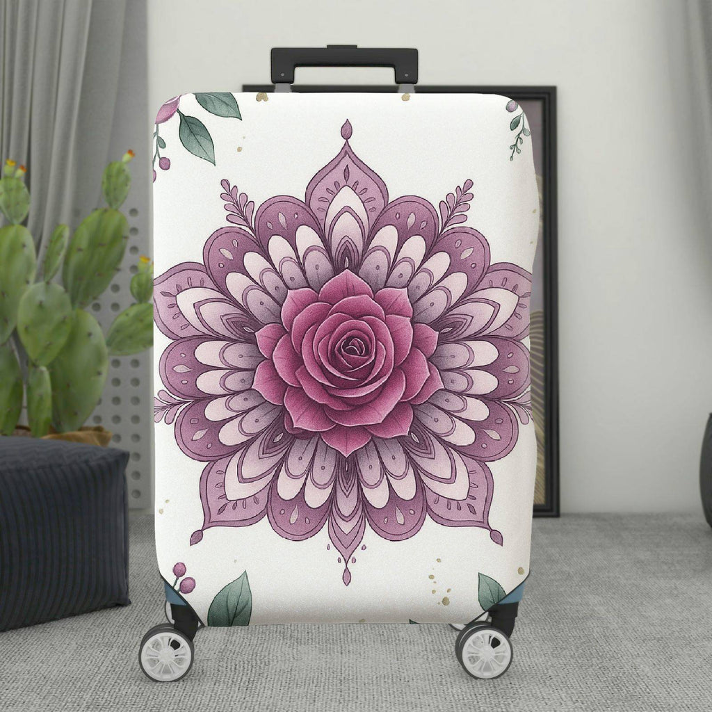 1-Piece Floral Mandala Rose Leaf Artistic Bohemian Spiritual  Suitcase Luggage Cover, Stretch Protective Sleeve