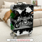 1-Piece Adventure Motorcycle Silhouette Artistic Expression Graffiti Text  Suitcase Luggage Cover, Stretch Protective Sleeve