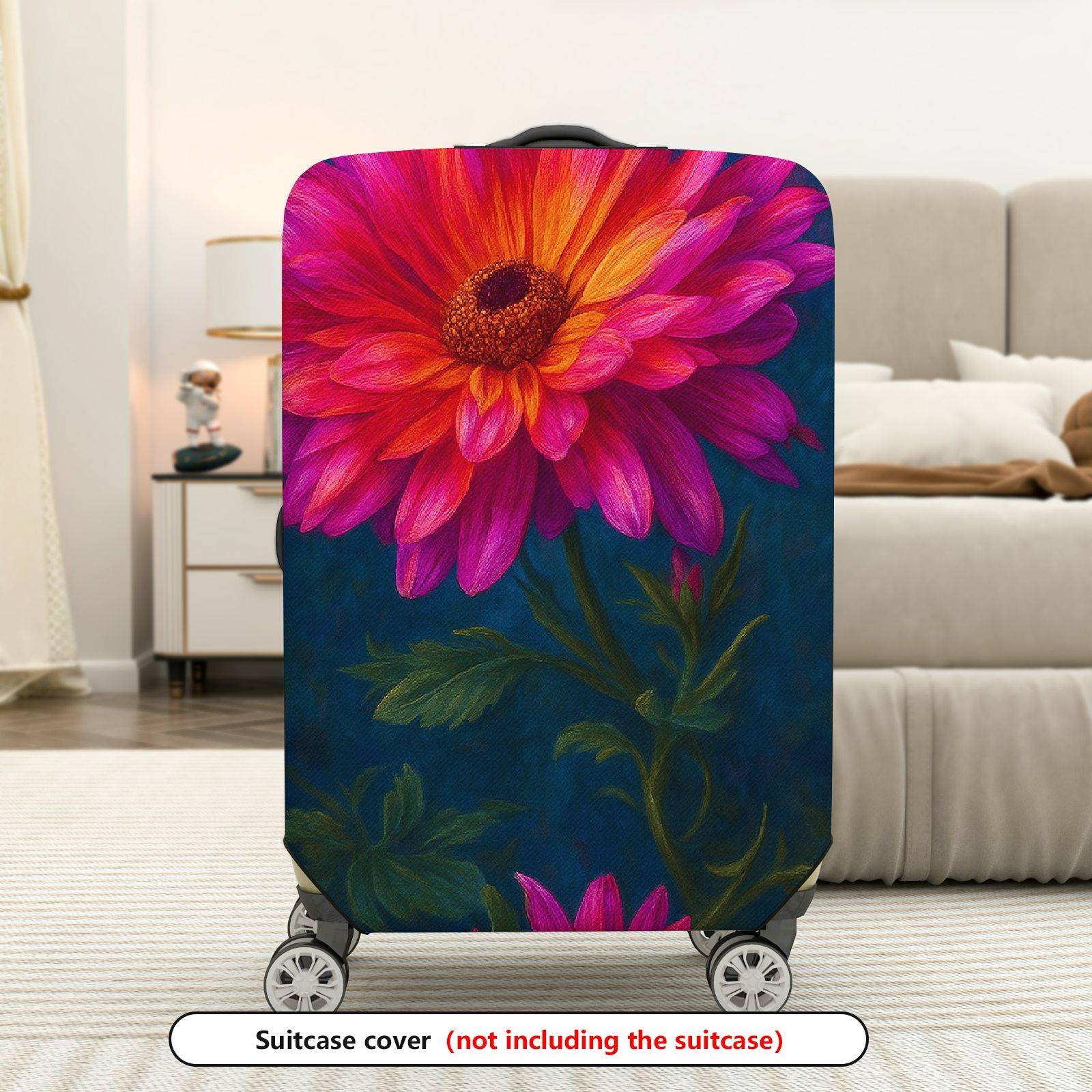 1-Piece Vibrant Floral Colorful Artistic Daisy Nature Garden  Suitcase Luggage Cover, Stretch Protective Sleeve