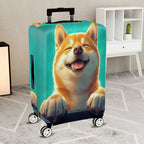 1-Piece Cute Pet Dog Animal Art Blue Luggage  Suitcase Luggage Cover, Stretch Protective Sleeve