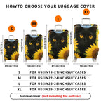1-Piece Black Cat Sunflower Nature Art Cute Animal  Suitcase Luggage Cover, Stretch Protective Sleeve