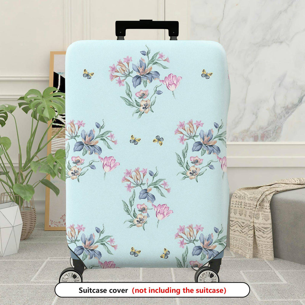 1-Piece Floral Butterfly Pastel Nature Travel Holiday  Suitcase Luggage Cover, Stretch Protective Sleeve