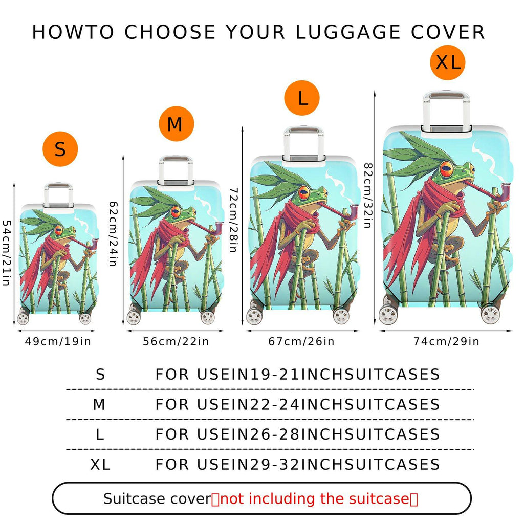 1-Piece Frog Smoking Red Scarf Whimsical Artistic  Suitcase Luggage Cover, Stretch Protective Sleeve