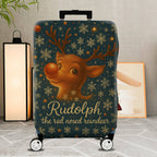 1-Piece Reindeer Snowflake Christmas Holiday Festive  Suitcase Luggage Cover, Stretch Protective Sleeve