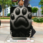 1-Piece Animal Paw Print Floral Black White  Suitcase Luggage Cover, Stretch Protective Sleeve