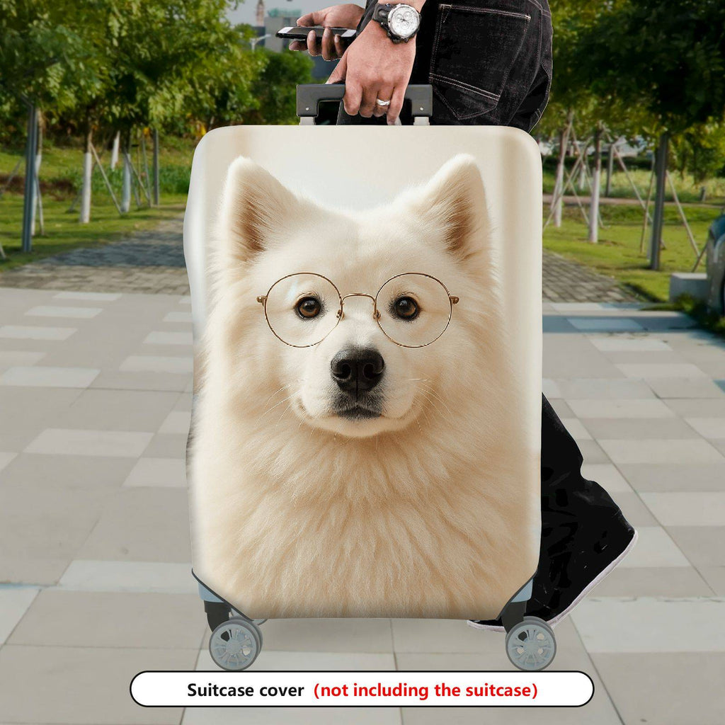 1-Piece Cute Dog Glasses White Living Room Sofa  Suitcase Luggage Cover, Stretch Protective Sleeve