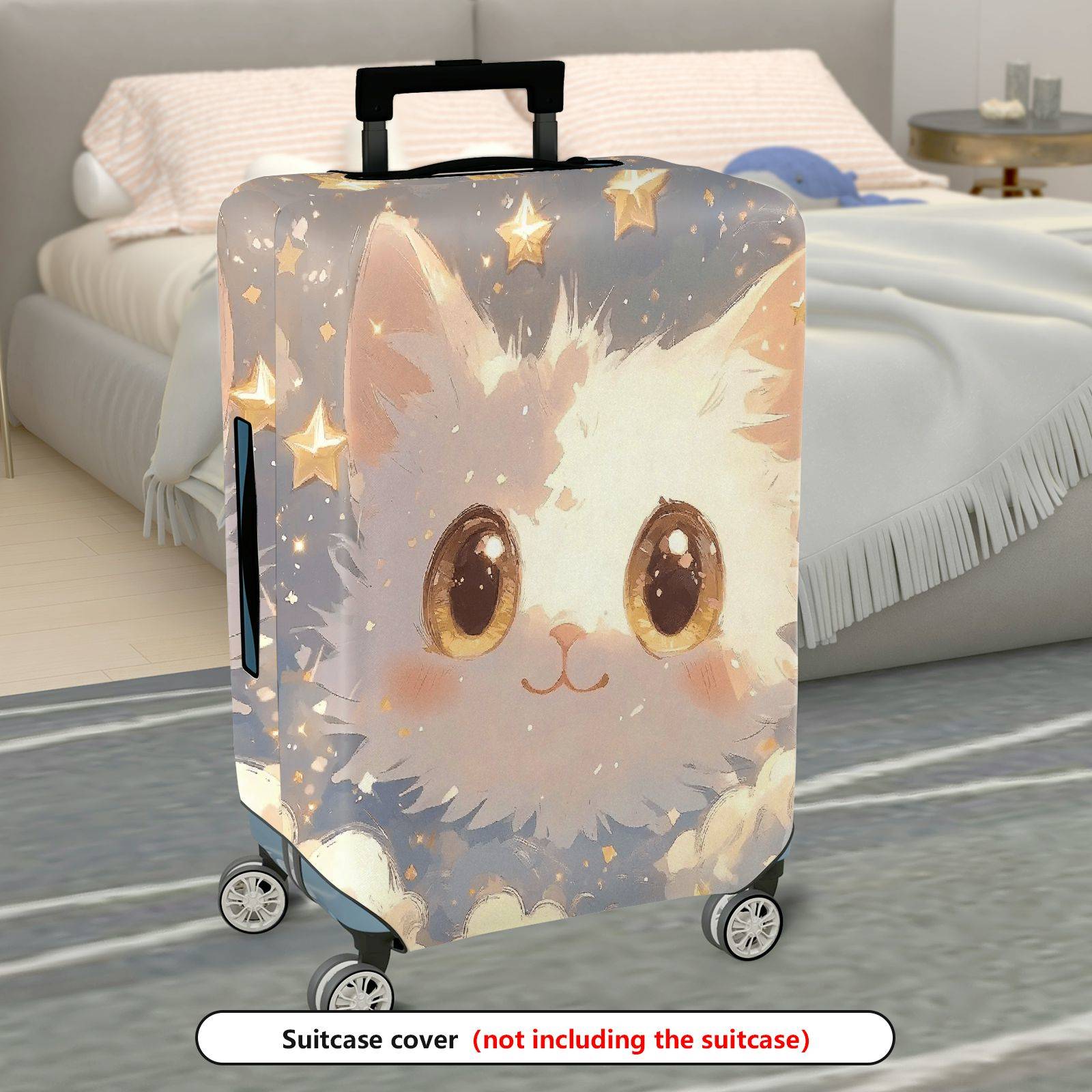 1-Piece Cute Cat Starry Night  Animal Lovely  Suitcase Luggage Cover, Stretch Protective Sleeve