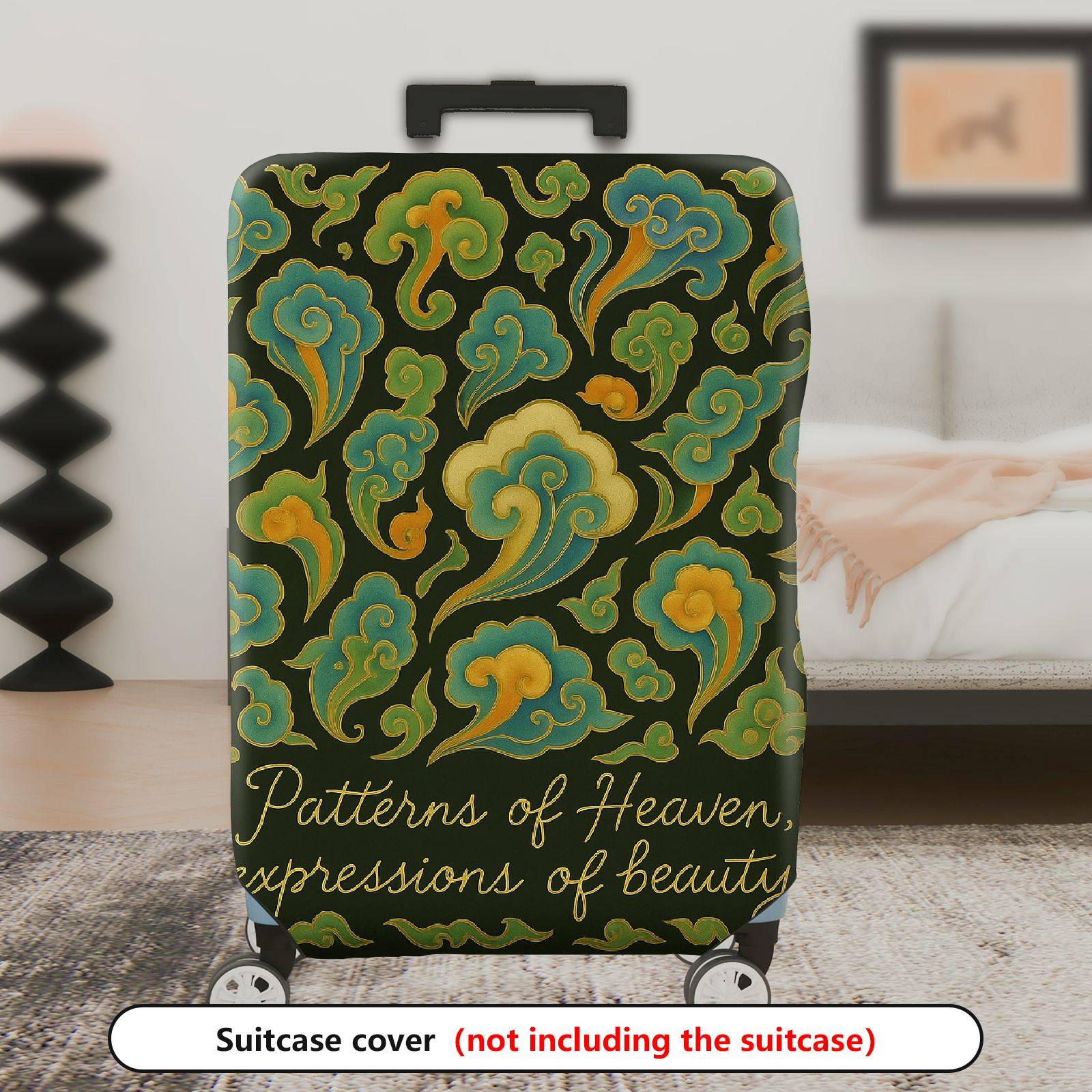 1-Piece Abstract Floral Cloud Retro Ethnic Artistic  Suitcase Luggage Cover, Stretch Protective Sleeve