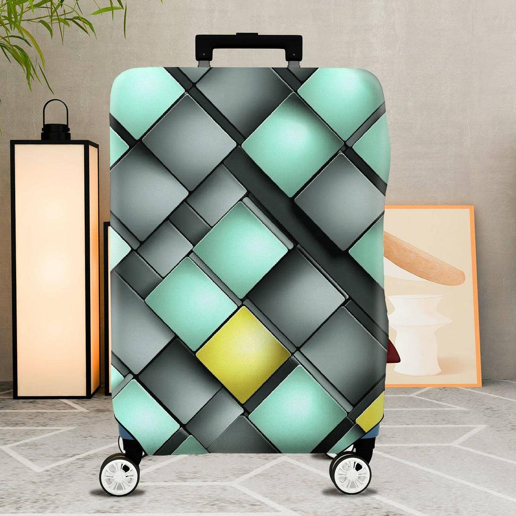 1-Piece Abstract Geometric Modern Artistic Colorful  Suitcase Luggage Cover, Stretch Protective Sleeve