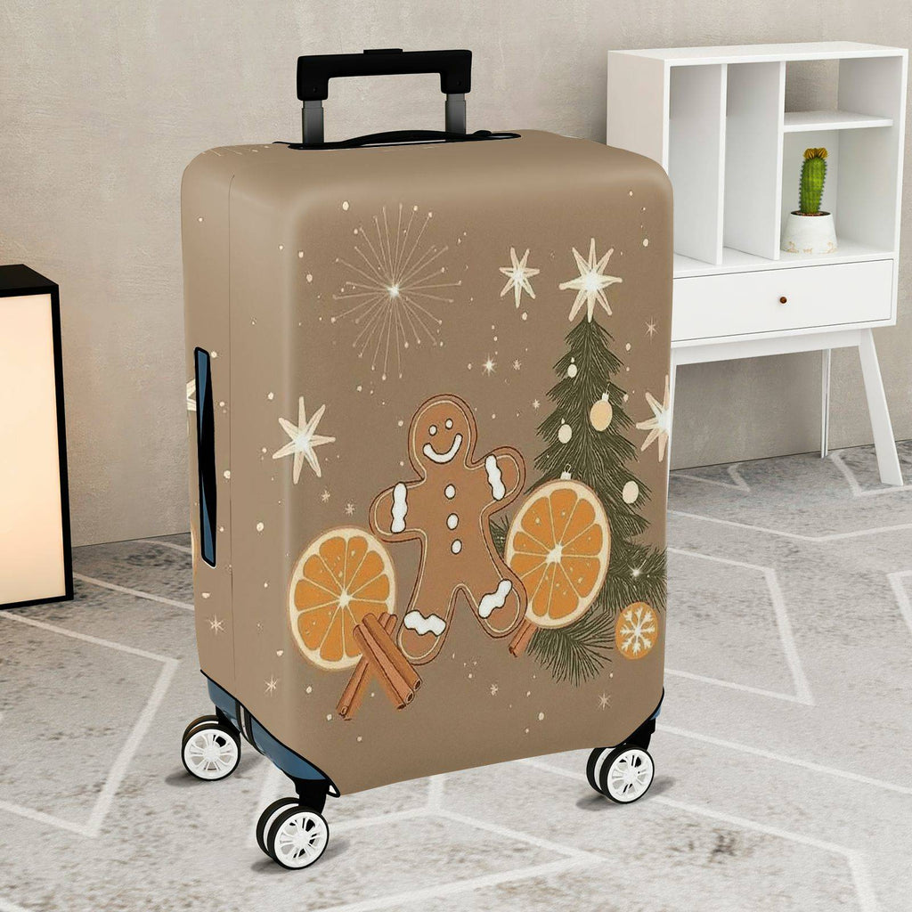 1-Piece Gingerbread Orange Cinnamon Christmas Holiday Star  Suitcase Luggage Cover, Stretch Protective Sleeve