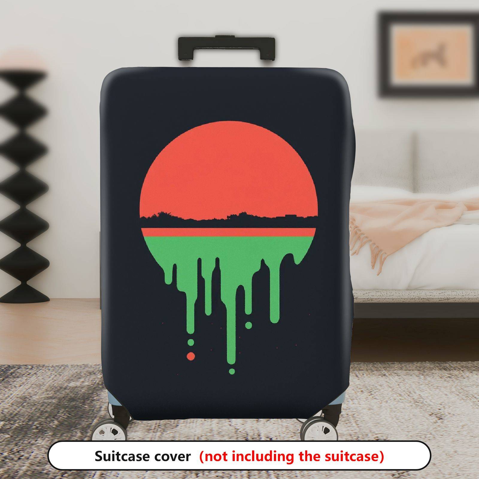 1-Piece Sunset Horizon Dripping Abstract Landscape Art  Suitcase Luggage Cover, Stretch Protective Sleeve