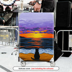 1-Piece Sunset Ocean Cat Beach Evening Landscape  Suitcase Luggage Cover, Stretch Protective Sleeve