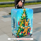 1-Piece Christmas Reindeer Tree Snow Holiday Festive  Suitcase Luggage Cover, Stretch Protective Sleeve