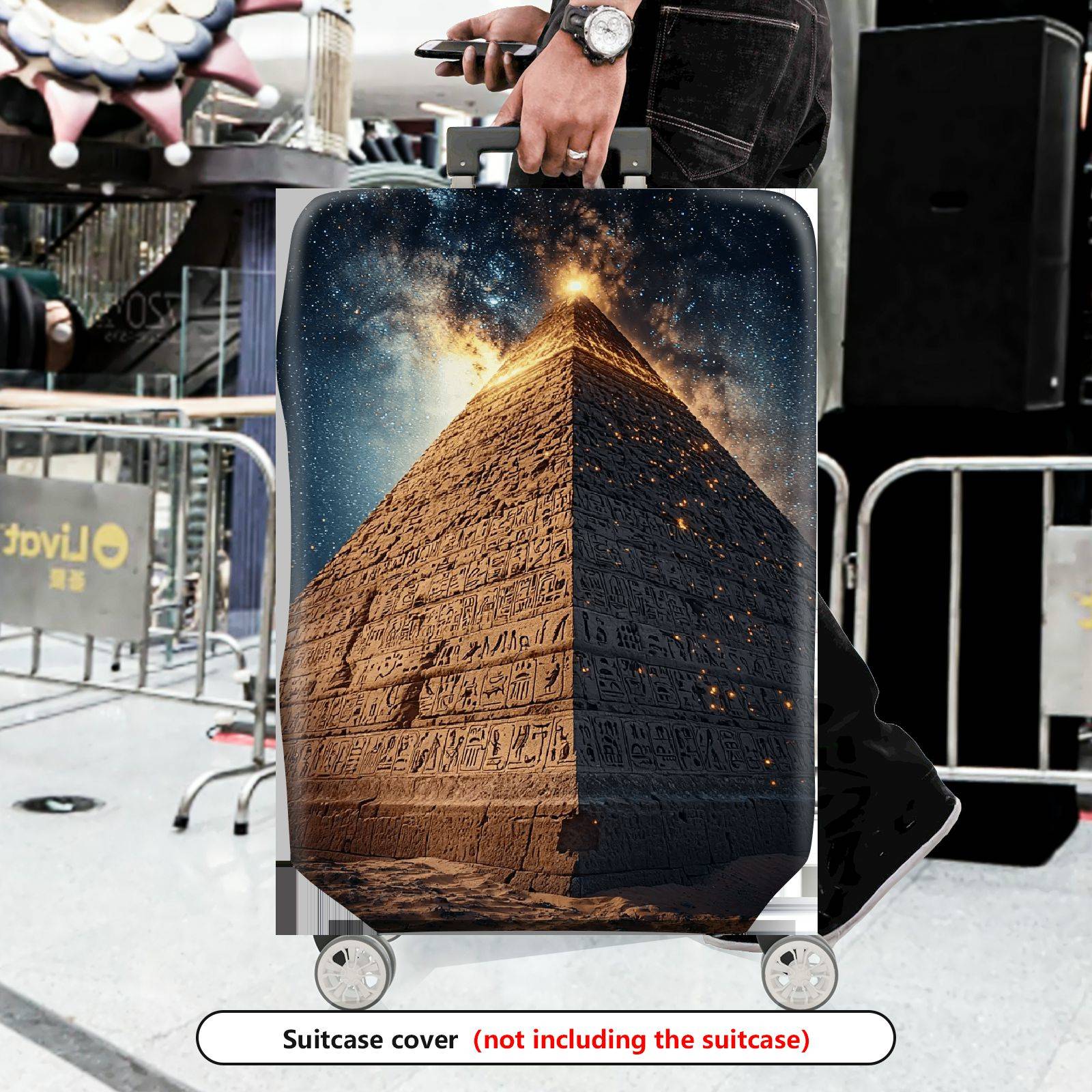 1-Piece Cosmic Pyramid Starry Night Ancient Mystical Galactic  Suitcase Luggage Cover, Stretch Protective Sleeve