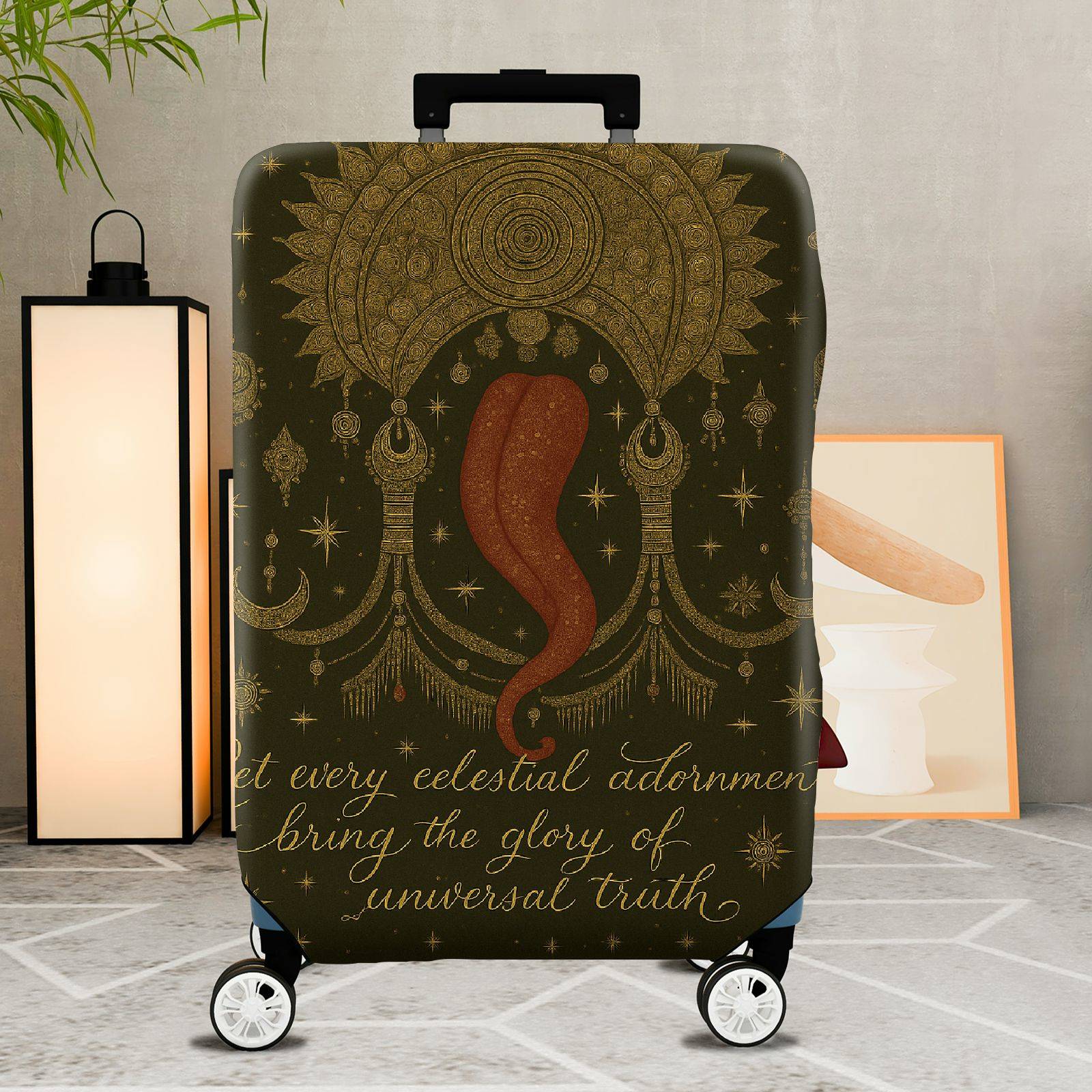 1-Piece Celestial Bohemian Universe Mystic Cosmic  Suitcase Luggage Cover, Stretch Protective Sleeve