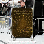 1-Piece Reindeer Snowflakes Gold Merry Christmas Holiday  Suitcase Luggage Cover, Stretch Protective Sleeve