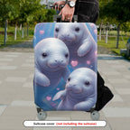 1-Piece Cute  Manatee Heart Floral Romantic  Suitcase Luggage Cover, Stretch Protective Sleeve
