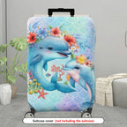 1-Piece Dolphin Floral Watercolor Ocean Mermaid Pattern  Suitcase Luggage Cover, Stretch Protective Sleeve