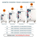 1-Piece Abstract Geometric Red Blue Tech Modern Digital  Suitcase Luggage Cover, Stretch Protective Sleeve