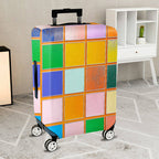 1-Piece Colorful Abstract Geometric Vibrant Pattern Square  Suitcase Luggage Cover, Stretch Protective Sleeve