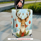 1-Piece Reindeer Winter Snowflakes Ornaments Holiday  Suitcase Luggage Cover, Stretch Protective Sleeve