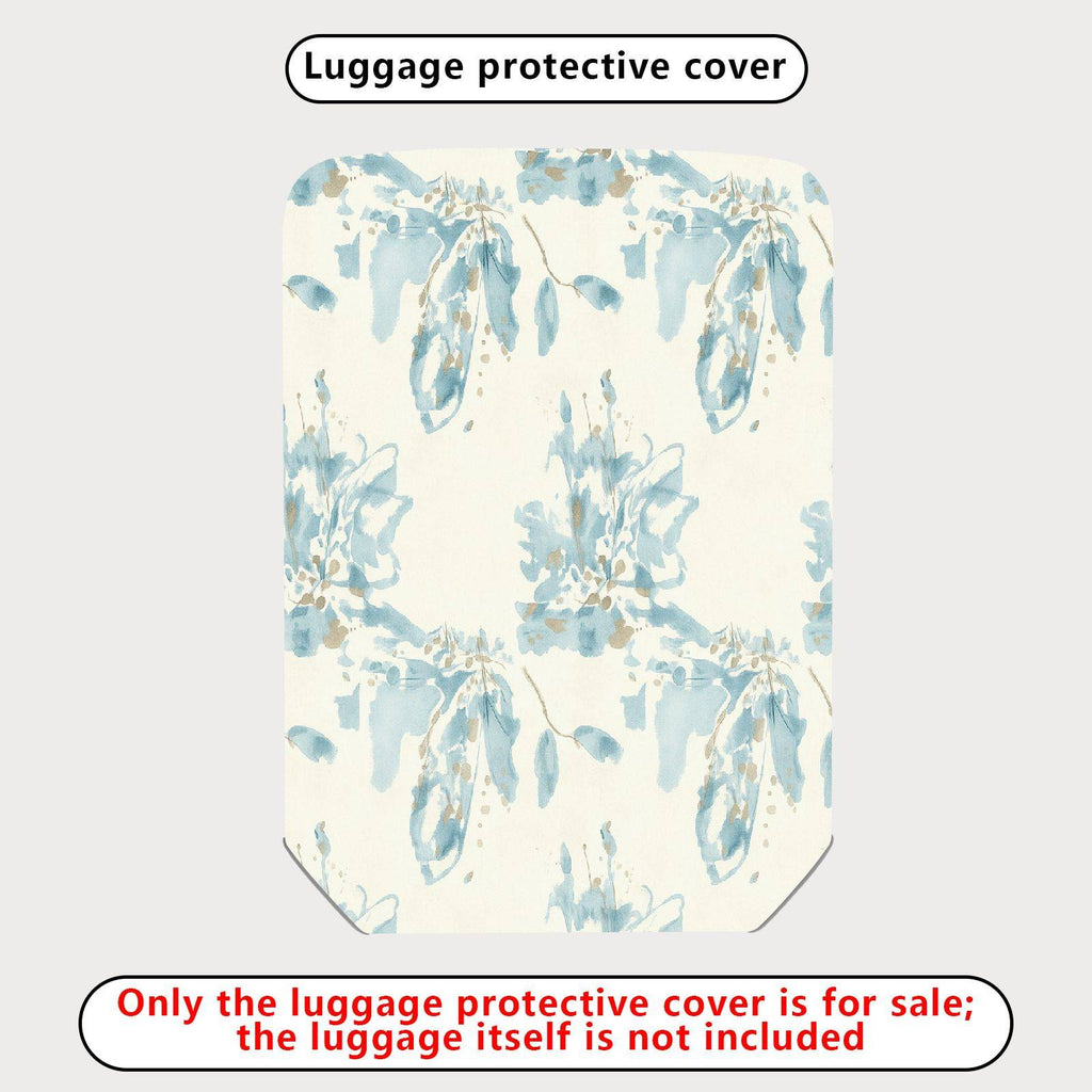 1-Piece Abstract Floral Leaves Blue White Pastel Printed  Suitcase Luggage Cover, Stretch Protective Sleeve