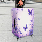 1-Piece Purple Butterfly Floral Pastoral Romantic Elegant  Suitcase Luggage Cover, Stretch Protective Sleeve