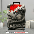 1-Piece Dragon Abstract Red Black Grey Artistic Mythical Creature Battle  Suitcase Luggage Cover, Stretch Protective Sleeve