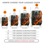1-Piece Fierce Tiger Flaming Forest Artistic Wildlife  Suitcase Luggage Cover, Stretch Protective Sleeve