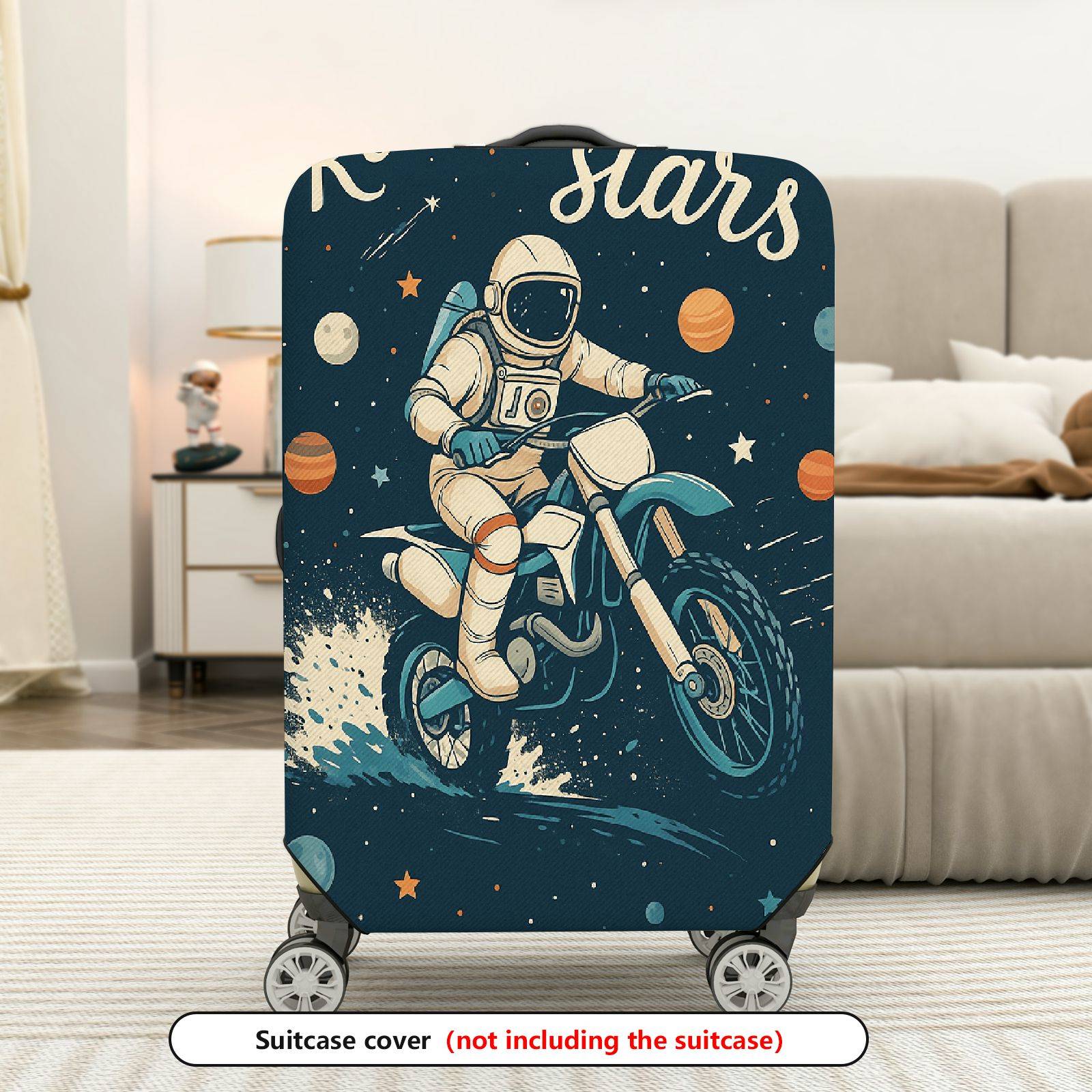 1-Piece Astronaut Motorbike Space Planet Star Galaxy  Suitcase Luggage Cover, Stretch Protective Sleeve