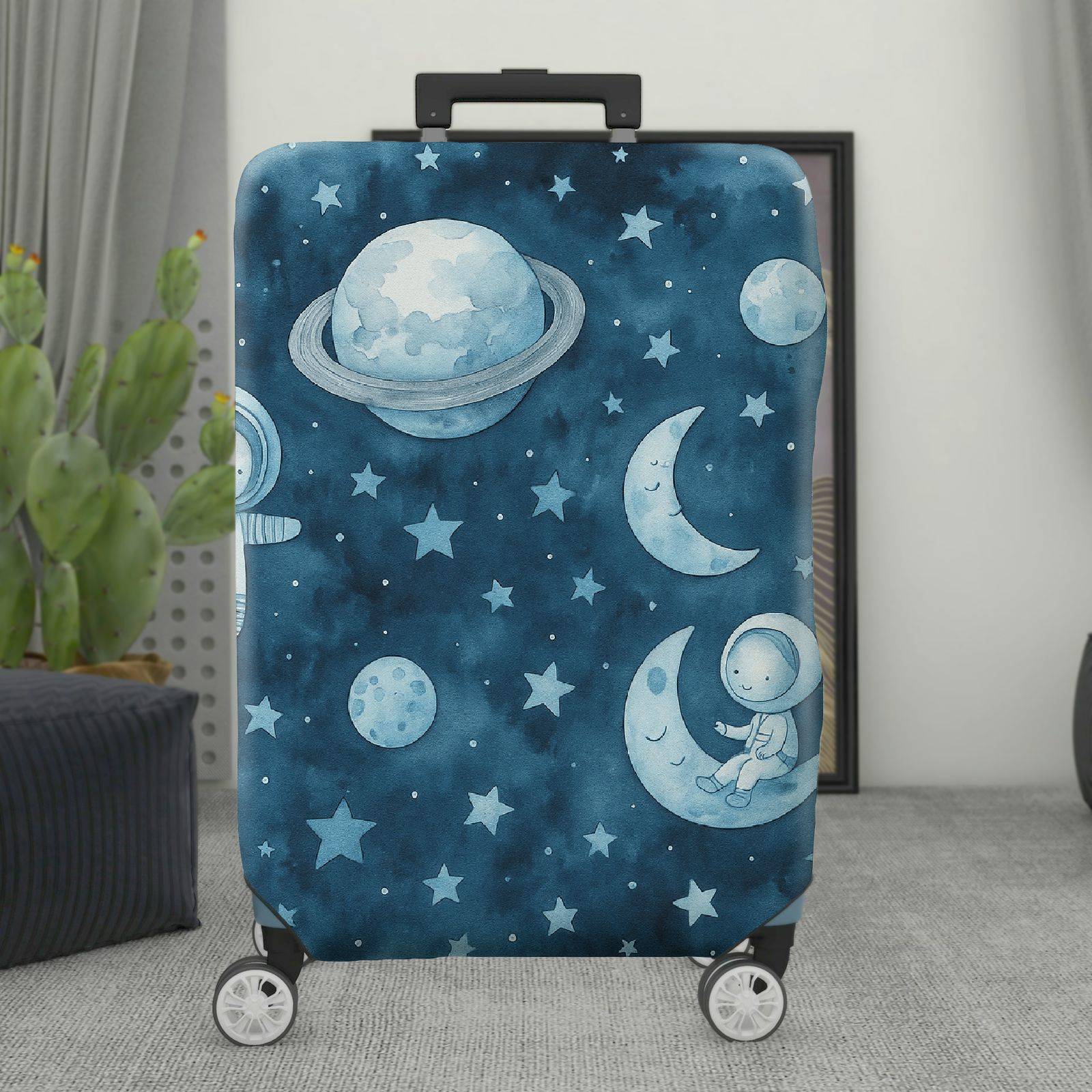1-Piece Astronaut Moon Star Planet Space  Suitcase Luggage Cover, Stretch Protective Sleeve